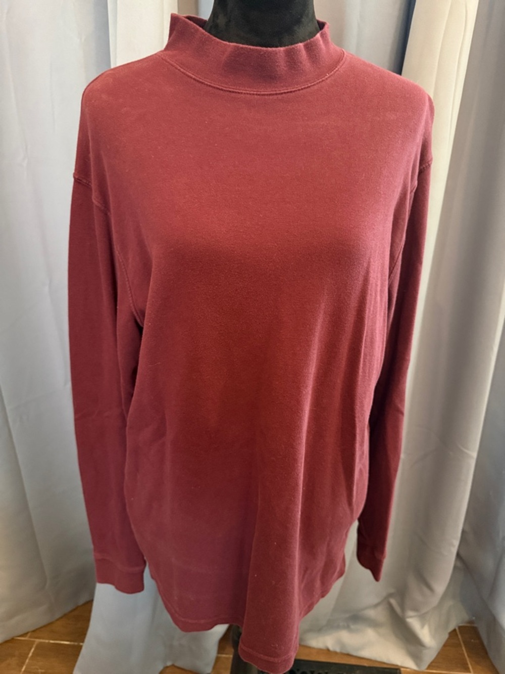 Mock Neck Long Sleeve Pullover - Deep Burgundy